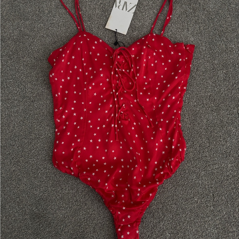 Zara Red Star-Print bodysuit